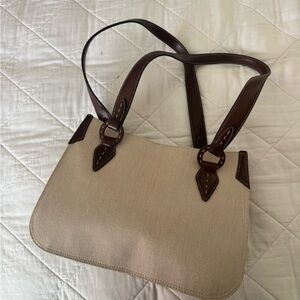 Jones New York Cream and Brown Shoulder Bag